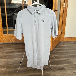 Grey North Face Polo Shirt Medium